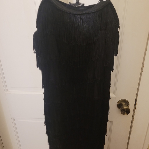 Express Black Fringe Cocktail Dress - Picture 1 of 2